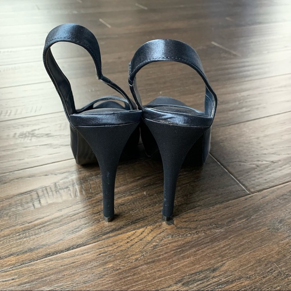 Lulu Townsend Size 7.5 Royal Blue Open Toed Fabric 4.5 Inch Platform High Heels - Picture 7 of 12